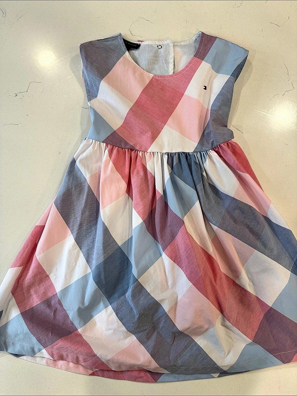 Tommy Hilfiger Girls Plaid Open-Back Bow Dress Size 5